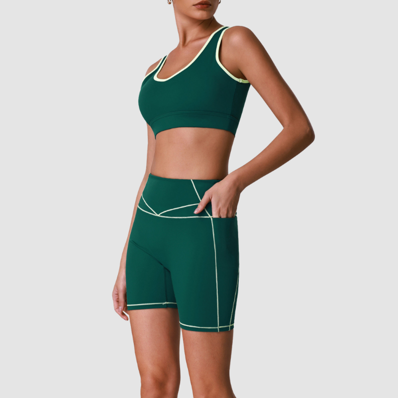 Wholesale Women's Pilates Sports Bra & High-Waist Shorts Set – Butt-Lifting Activewear