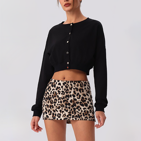 Wholesale Women's Button-Front Cropped Cardigan – Casual Athletic Zip-Up Sweatshirt Jacket