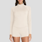Wholesale Naked-Feel Stand-Collar Zip Jacket & Tennis Shorts Set – 2-Piece Athletic Matching Set