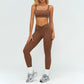 Square neckline backless sports bra+athletic slimming leggings 2-piece set