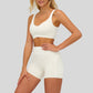 Contrasting Color Sports Bra + high waist shorts 2-piece set