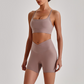 Wholesale Brushed Naked-Feel Open-Back Sports Bra & High-Waist Shorts Set – Sculpting Yoga 2-Piece