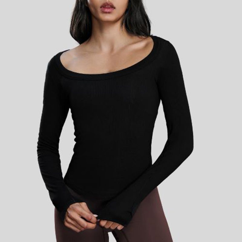 Off-the-shoulder long-sleeved top