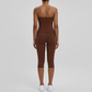 Wholesale V-neck halter top + high-waisted cropped pants set