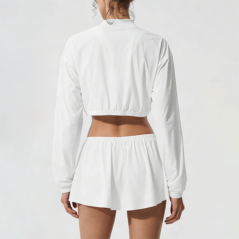Wholesale Women's Ice-Cool Zip-Up Long Sleeve Jacket & Tennis Skirt Set – Quick-Dry Sun Protection