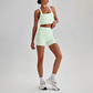 Wholesale Cross-Back Sports Bra & High-Waist Biker Shorts Set – Naked-Feel Quick-Dry Yoga 2-Piece
