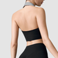Wholesale Women's Contrast Collar Sports Bra – Fixed Cup POLO Collar Fitness Yoga Bra