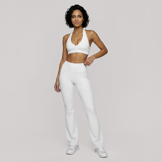 Deep V halter neck bra + high waisted pant 2-piece set