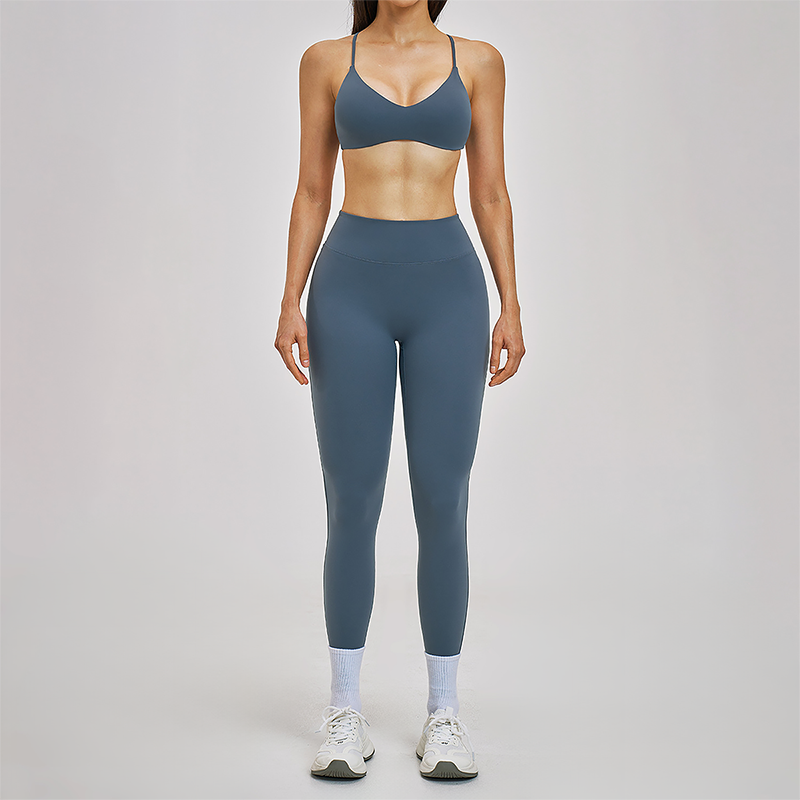 Wholesale Hanging neck bra+tight yoga legging 2-piece set