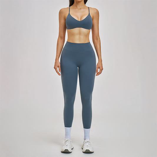 Wholesale Hanging neck bra+tight yoga legging 2-piece set