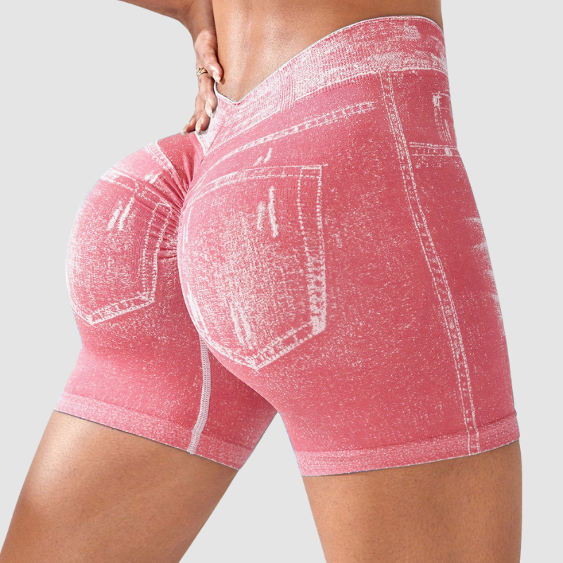 Wholesale High-Waisted Faux Denim Shorts