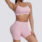 Women's beautiful back strap sports bra + yoga shorts two-piece set