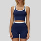 Two-piece contrasting sports tank top+sports shorts 2-piece set