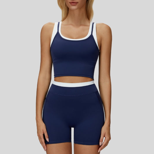 Wholesale Two-piece contrasting sports tank top+sports | Wonderxfans bulk activewear