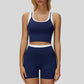 Two-piece contrasting sports tank top+sports shorts 2-piece set