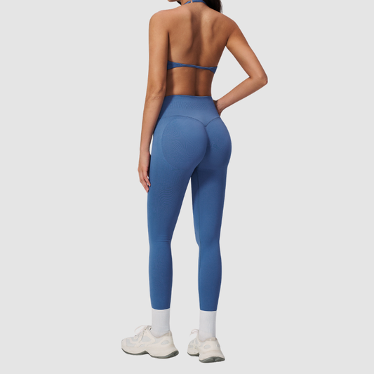 Wholesale Women's Seamless Sports Bra and Leggings Set – Open-Back Yoga Set