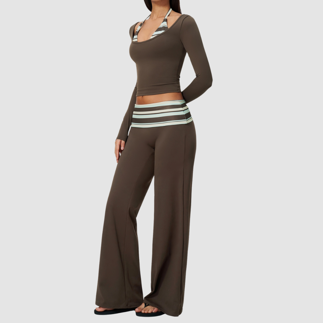 Wholesale Women's Long-Sleeve Wide-Leg Yoga Fitness Set