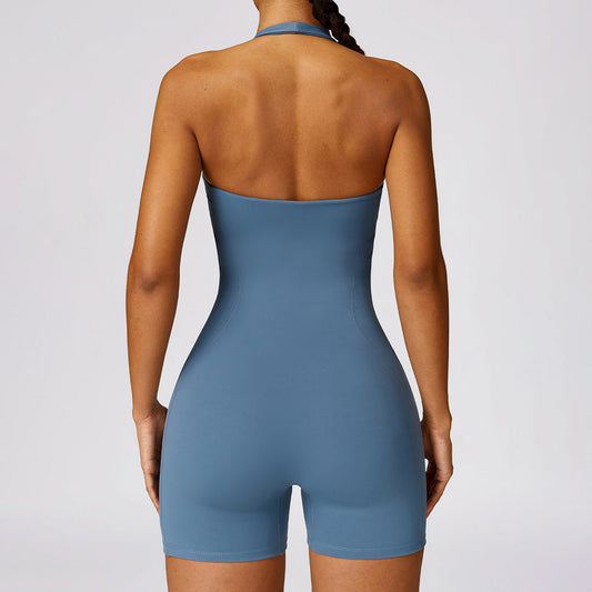 Wholesale Halterneck tight-fitting slimming fitness jumpsuit | Wonderxfans bulk activewear
