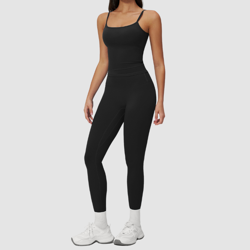 Wholesale Seam-Detail Racerback Tank Top & High-Waist Leggings Set – Brushed Yoga 2-Piece