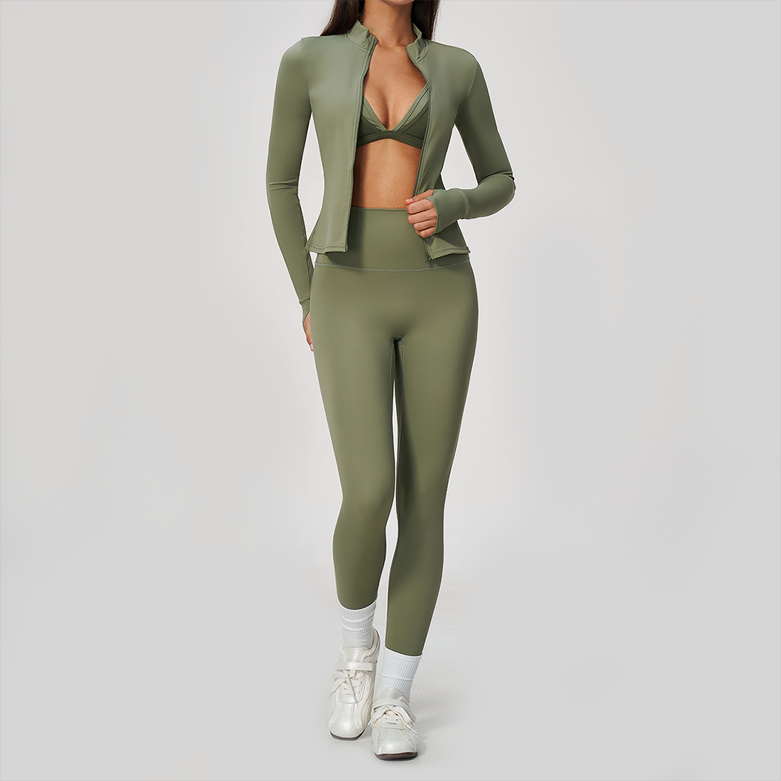 Wholesale 3-Piece Yoga Set – Cardigan & Bra & Leggings Fitness Outfit set