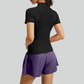 Wholesale Women's Mesh Yoga Set: Half-Zip Short Sleeve Top & Shorts