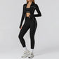 Racerback Sports Bra + Jacket + high waist leggings 3-piece set