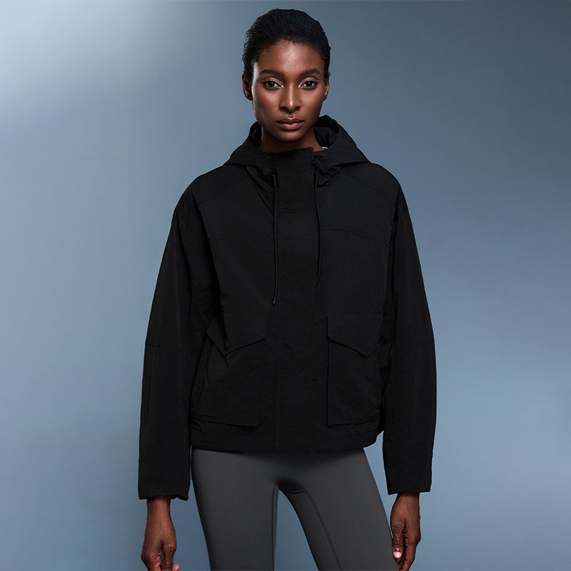 Durable Loose-Fit Cropped Windbreaker Jacket