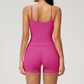 Wholesale Women's Brushed Tank Top & Booty-Lift Shorts Set – Seam-Detail Naked-Feel Yoga 2-Piece Set