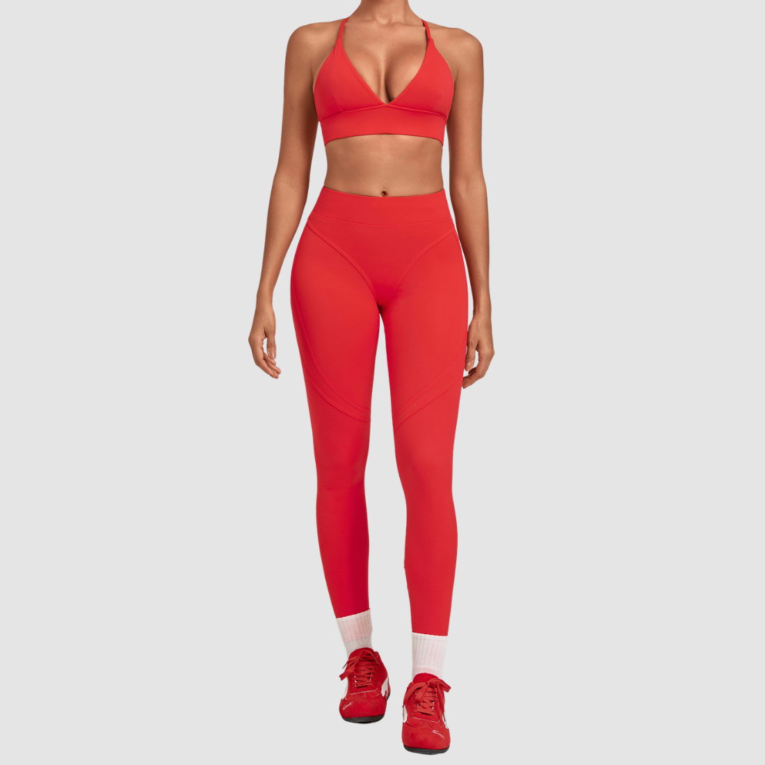 Wholesale Women’s Spliced Cami Sports Bra & Cropped Leggings Yoga Set