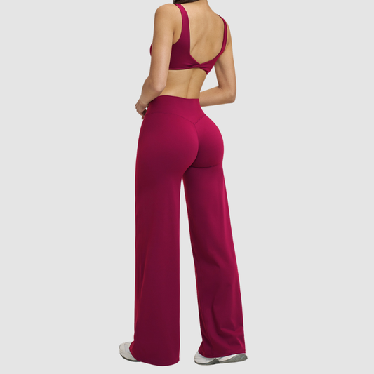Wholesale Backless sports bra+High-waisted flared pants | Wonderxfans bulk activewear