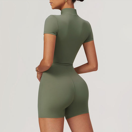 Wholesale Zippered short sleeves solid color | Wonderxfans bulk activewear