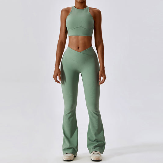 Wholesale Flared high waist elastic 2-piece | Wonderxfans bulk activewear