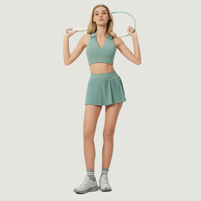Quick drying and breathable Bra+Tennis Skirt 2-Piece Set
