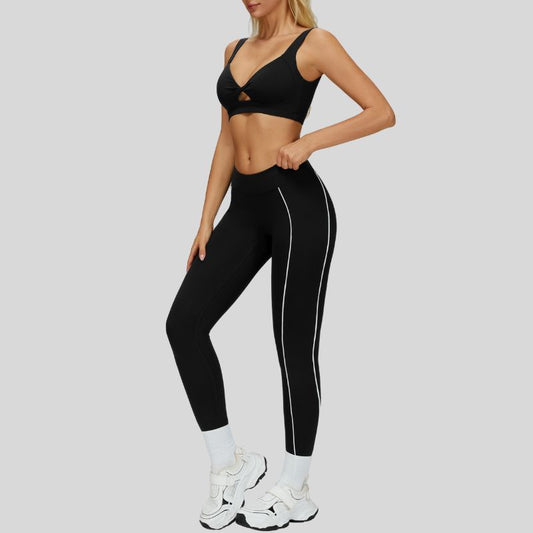 Wholesale Beautiful Backless Sports Bra+High-waisted contrasting | Wonderxfans bulk activewear