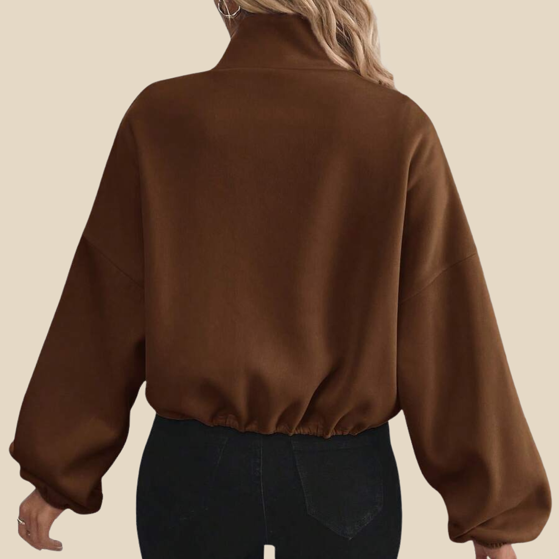 [Women's Casual Activewear] Fleece-Lined Stand-Collar Zip Jacket