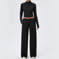 Wholesale Women's Activewear Cotton Stand-Collar Zip-Up Jacket & Wide-Leg Pants Warm Set