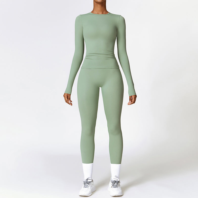 Pinsel Long Sleeve Sport Top & High Taille Fitness Leggings 2 -teiliges Set