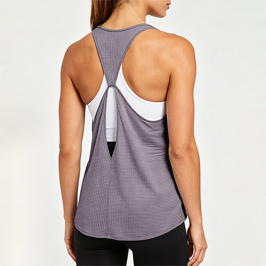 Women's Loose Yoga Tank Top Sexy Backless Athletic Cover-Up Vest