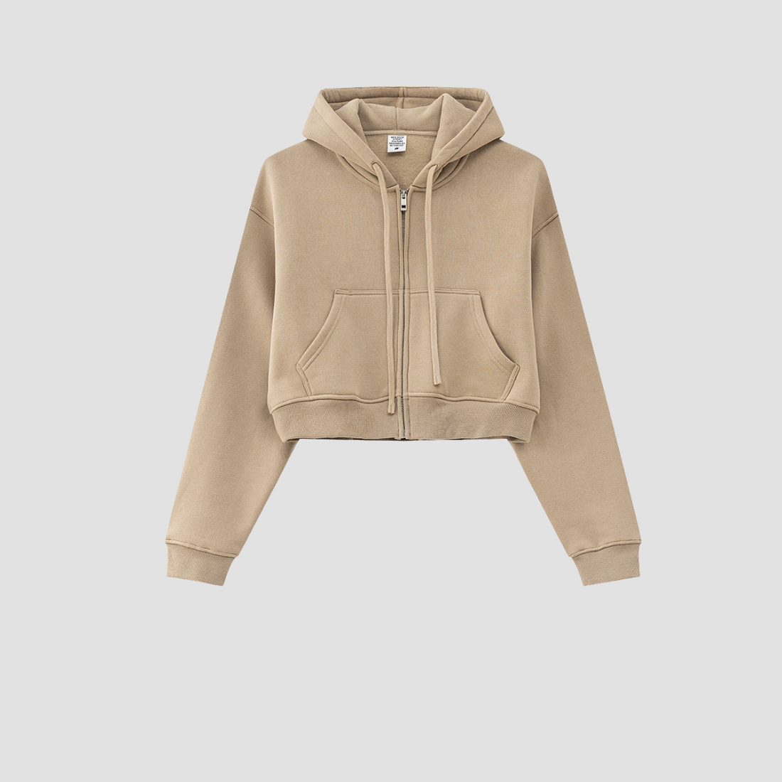 Wholesale Women’s Fleece-Lined Zip Hoodie – Cropped Relaxed Winter Jacket