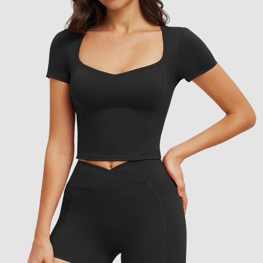 Wholesale high-waisted short-sleeved T-shirt | Wonderxfans bulk activewear