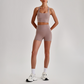Wholesale Cross-Back Sports Bra & High-Waist Biker Shorts Set – Naked-Feel Quick-Dry Yoga 2-Piece