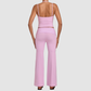 Wholesale Women's Retro Print Yoga Fake Two-Piece Vest+Flared-Leg Pants Set