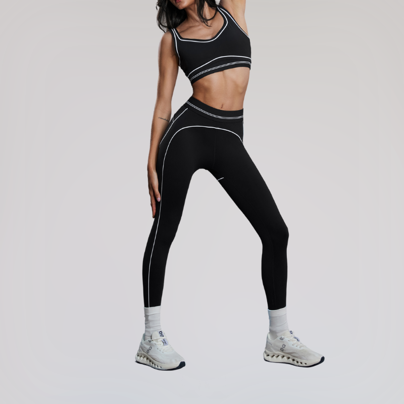 Wholesale contrast color sports bra + elastic leggings