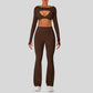 Naked Feel Sports Bra+Long sleeve jacket+High-waisted flared pants 3-Piece Set