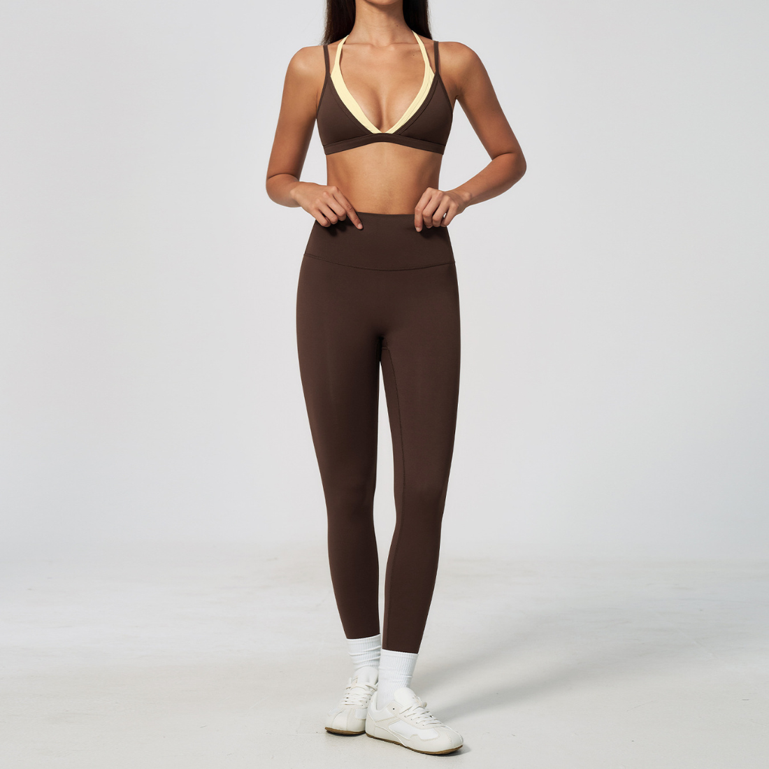 Wholesale Wholesale Slim Strap Yoga Set – Naked-Feel Bra+ Running Fitness Leggings