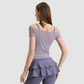 Wholesale Women's Mesh Off-Shoulder Short-Sleeve Sports Top