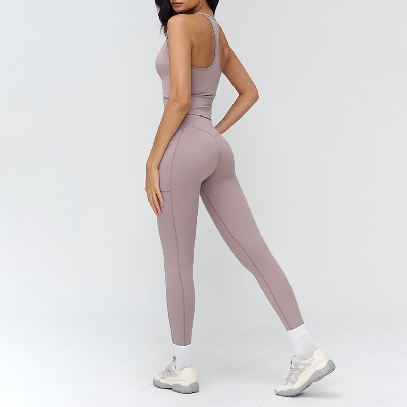 Racerback tank top + high-waisted leggings 2-piece set