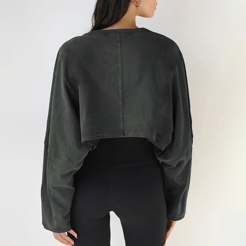 Washed Loose Fit Crop Top Sweatshirt