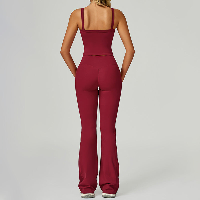 Thin straps Tank Top + Flared Leg pants 2-piece set