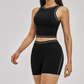 Wholesale Color Block Yoga Halter Vest + Shorts 2-Piece Set